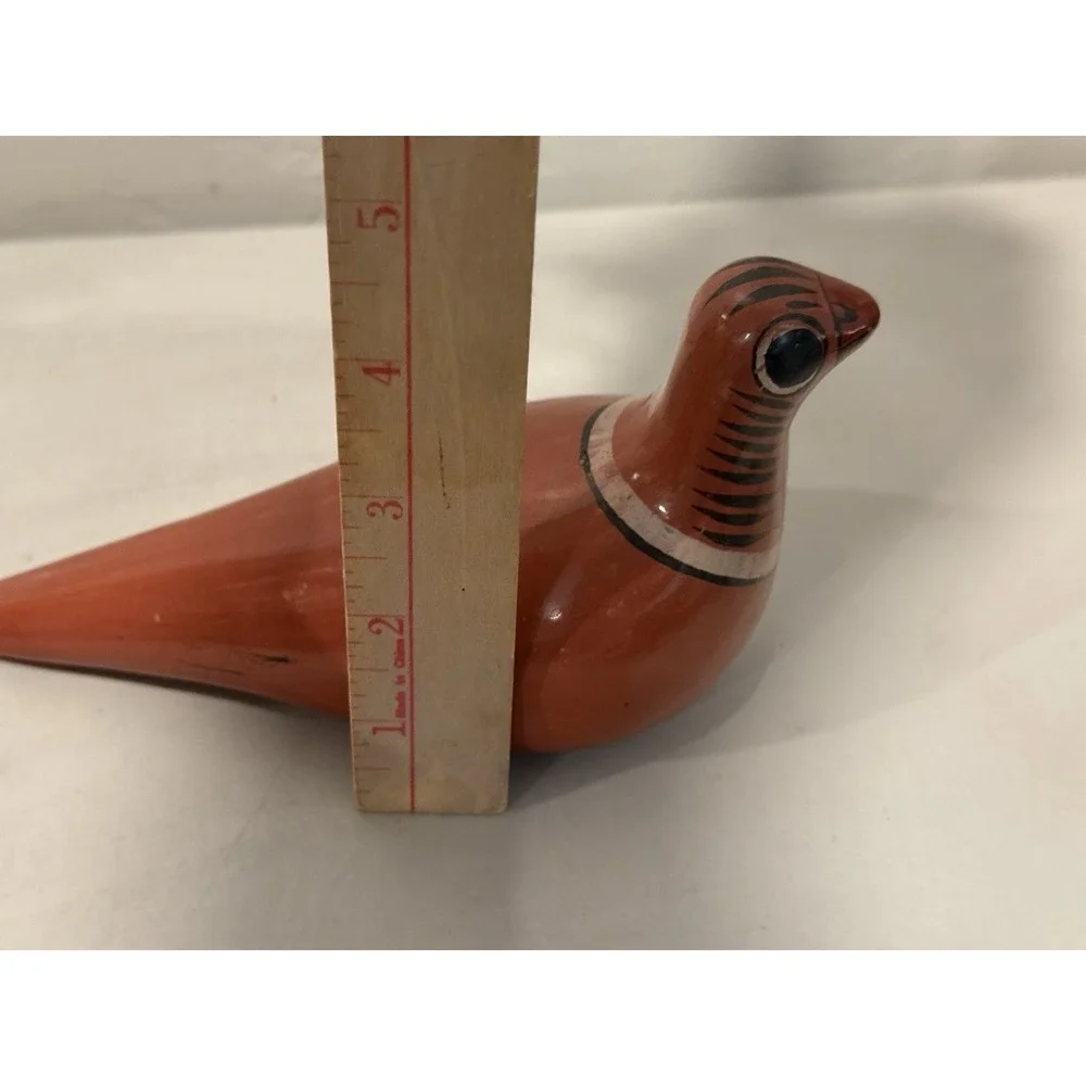 Vintage Tonala Mexican Folk Art Clay Bird Figurine Hand-Painted Dove Pigeon 5